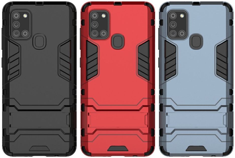 Samsung Galaxy A21S Hoesje Shock Proof Back Cover Met Kickstand Zwart afbeelding 10