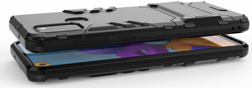 Samsung Galaxy A21S Hoesje Shock Proof Back Cover Met Kickstand Zwart afbeelding 6