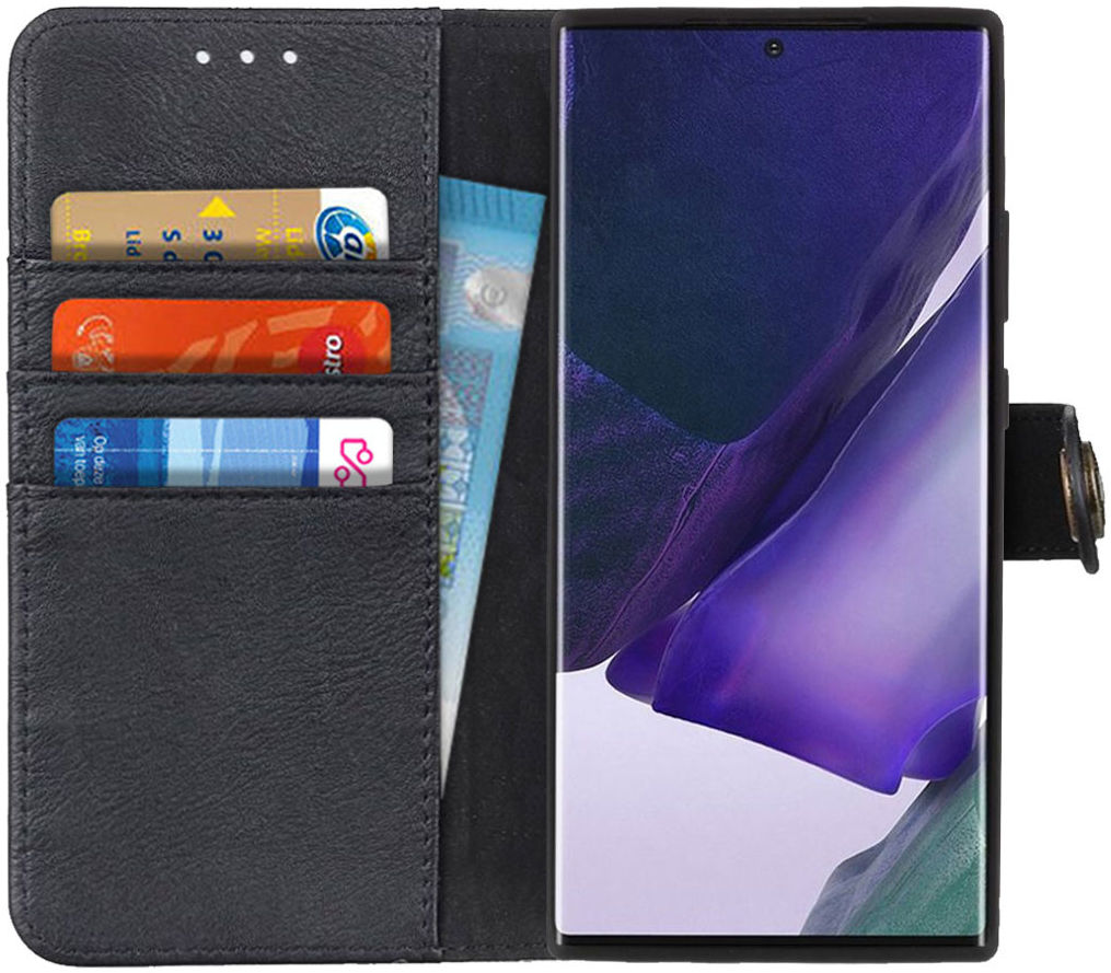 Samsung Galaxy Note 20 Ultra Hoesje Vintage Wallet Book Case Zwart afbeelding 1