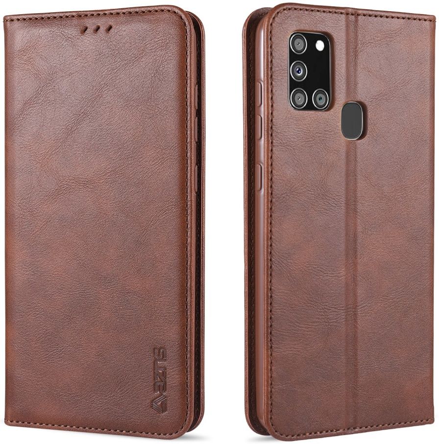 AZNS Samsung Galaxy A21S Hoesje Wallet Book Case Kunstleer Coffee afbeelding 1