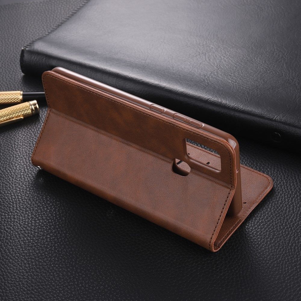 AZNS Samsung Galaxy A21S Hoesje Wallet Book Case Kunstleer Coffee afbeelding 10
