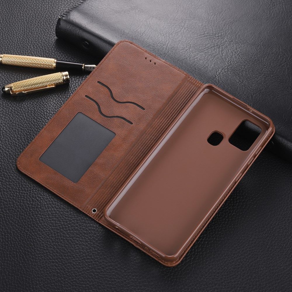 AZNS Samsung Galaxy A21S Hoesje Wallet Book Case Kunstleer Coffee afbeelding 11