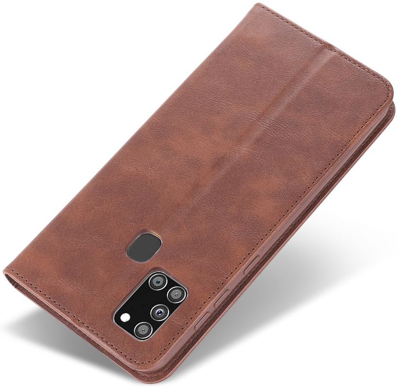 AZNS Samsung Galaxy A21S Hoesje Wallet Book Case Kunstleer Coffee afbeelding 12