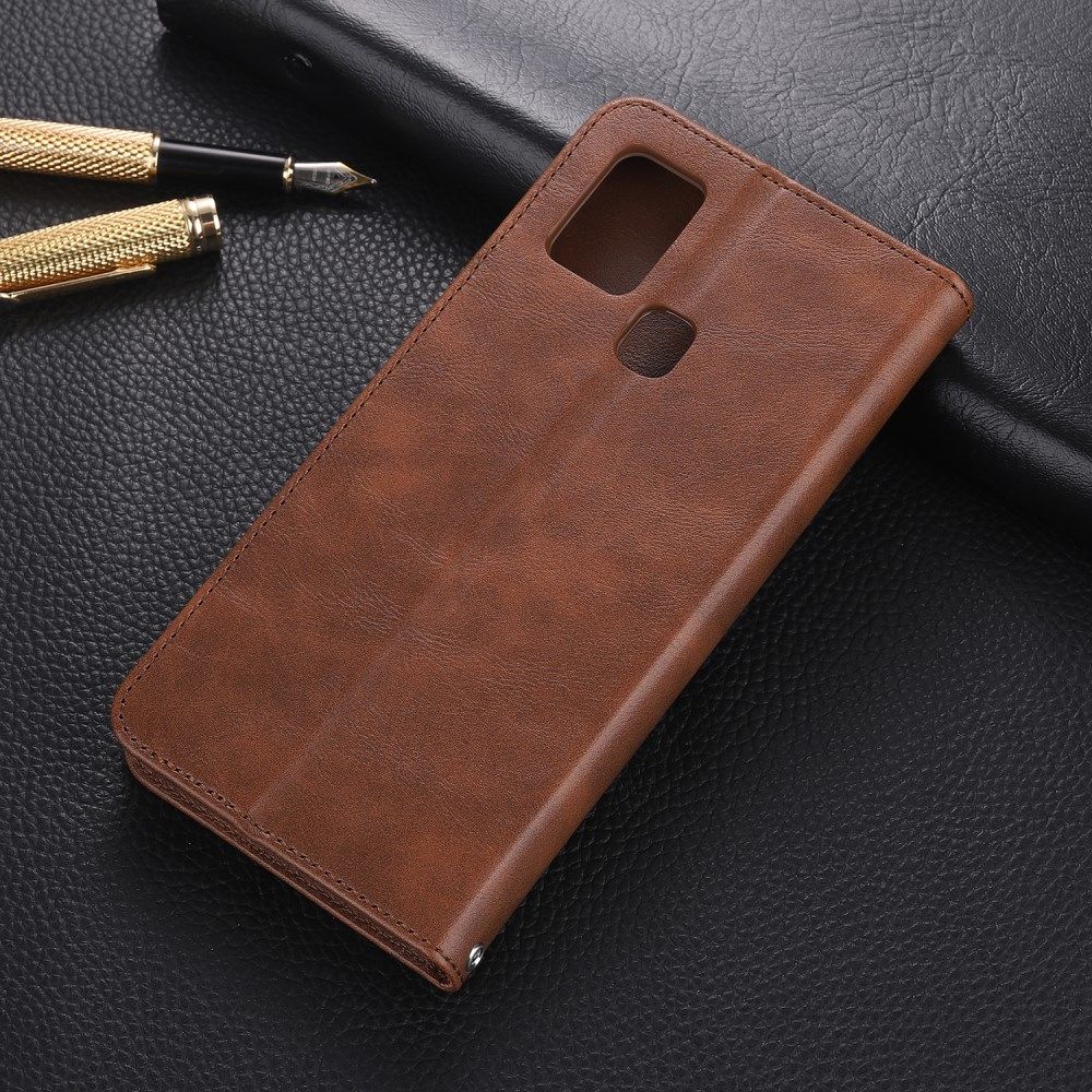 AZNS Samsung Galaxy A21S Hoesje Wallet Book Case Kunstleer Coffee afbeelding 22