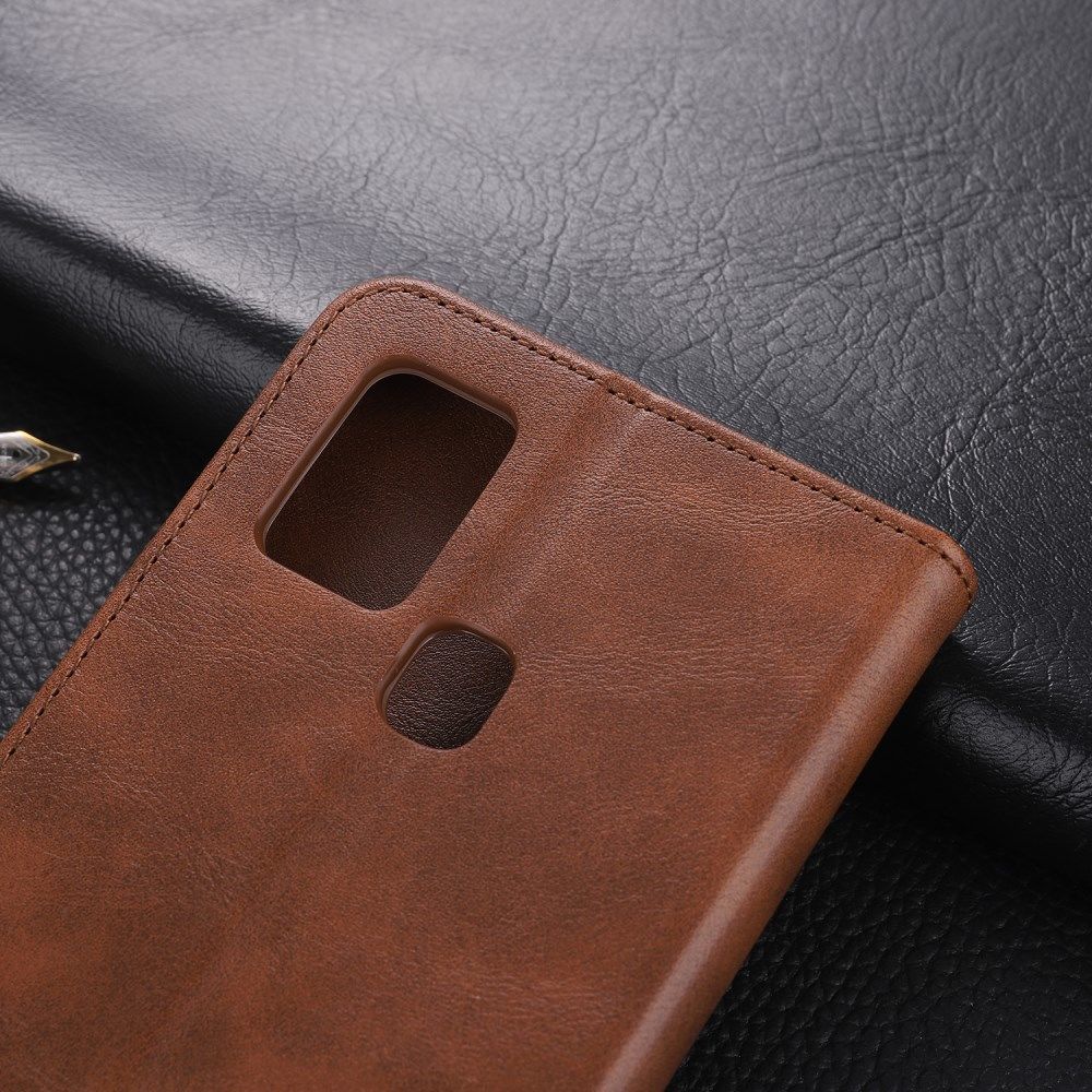 AZNS Samsung Galaxy A21S Hoesje Wallet Book Case Kunstleer Coffee afbeelding 3