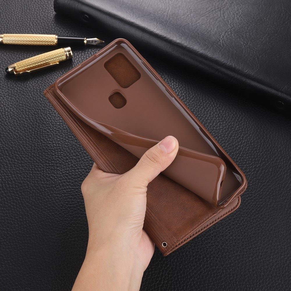 AZNS Samsung Galaxy A21S Hoesje Wallet Book Case Kunstleer Coffee afbeelding 8
