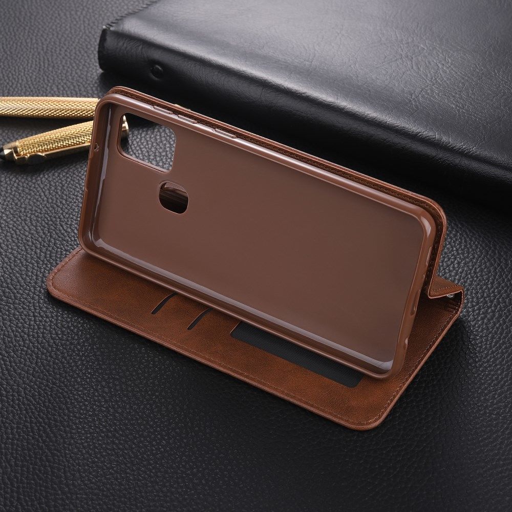 AZNS Samsung Galaxy A21S Hoesje Wallet Book Case Kunstleer Coffee afbeelding 9