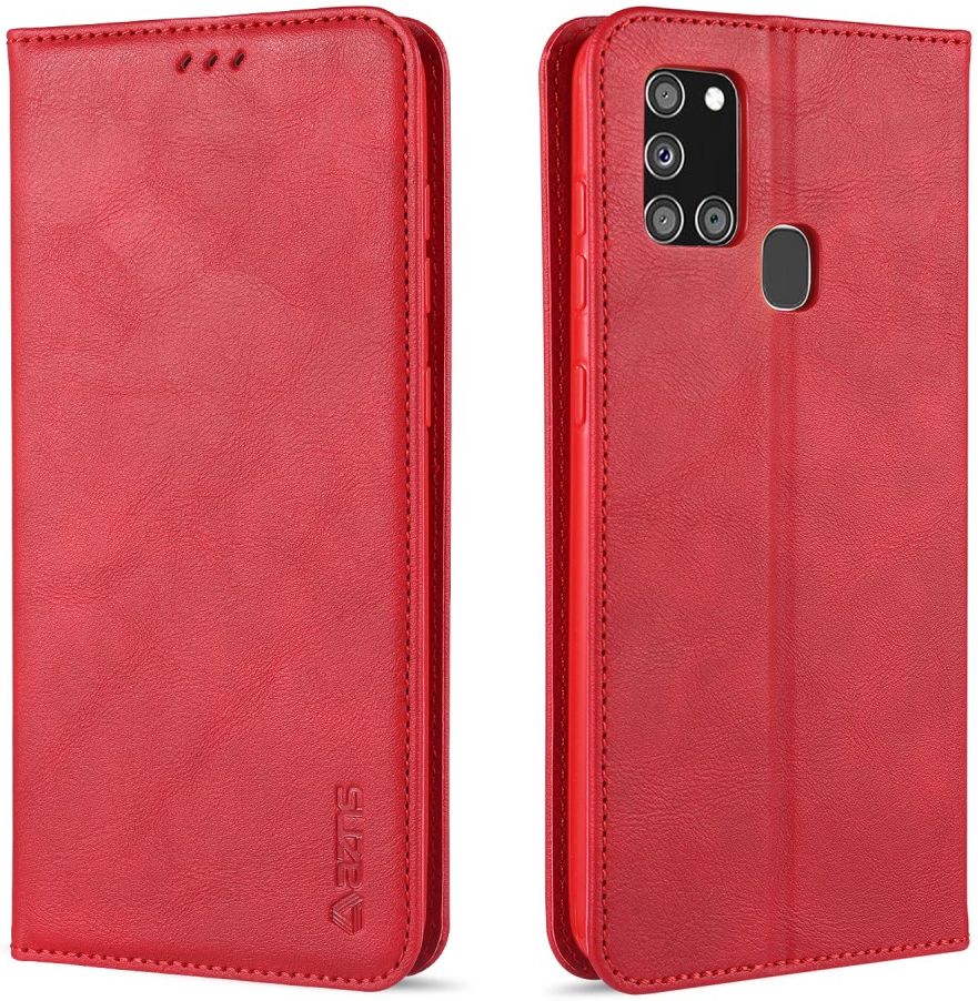 AZNS Samsung Galaxy A21S Hoesje Wallet Book Case Kunstleer Rood afbeelding 1