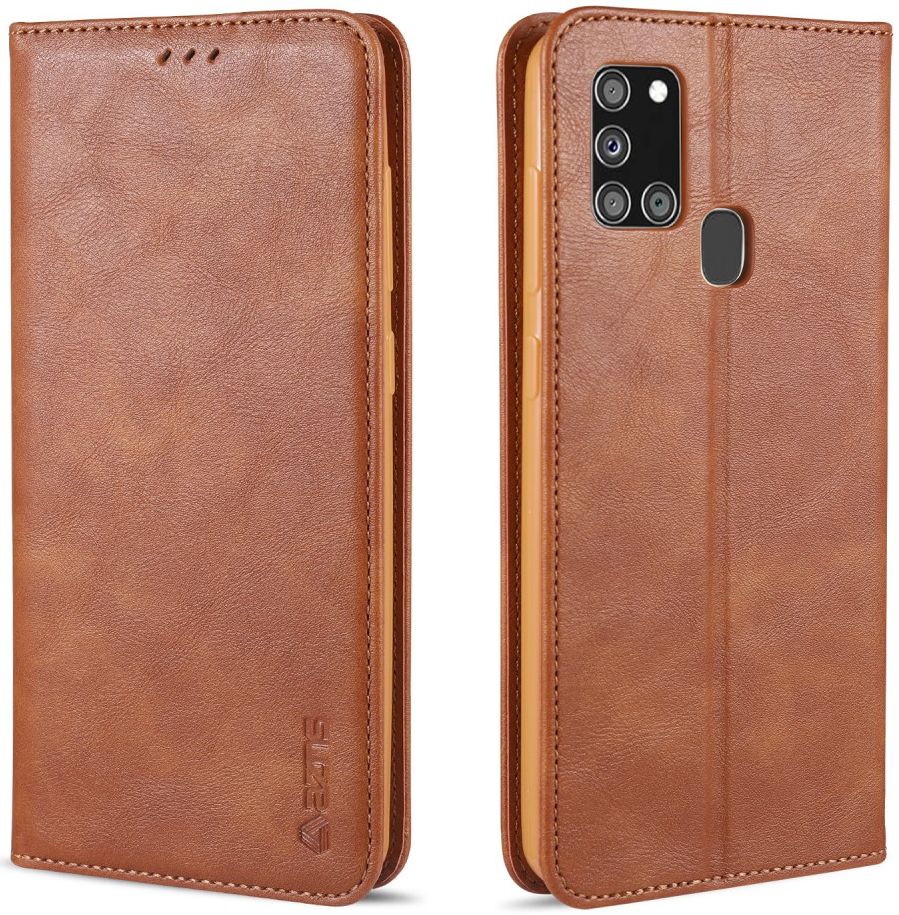 AZNS Samsung Galaxy A21S Hoesje Wallet Book Case Kunstleer Bruin afbeelding 1
