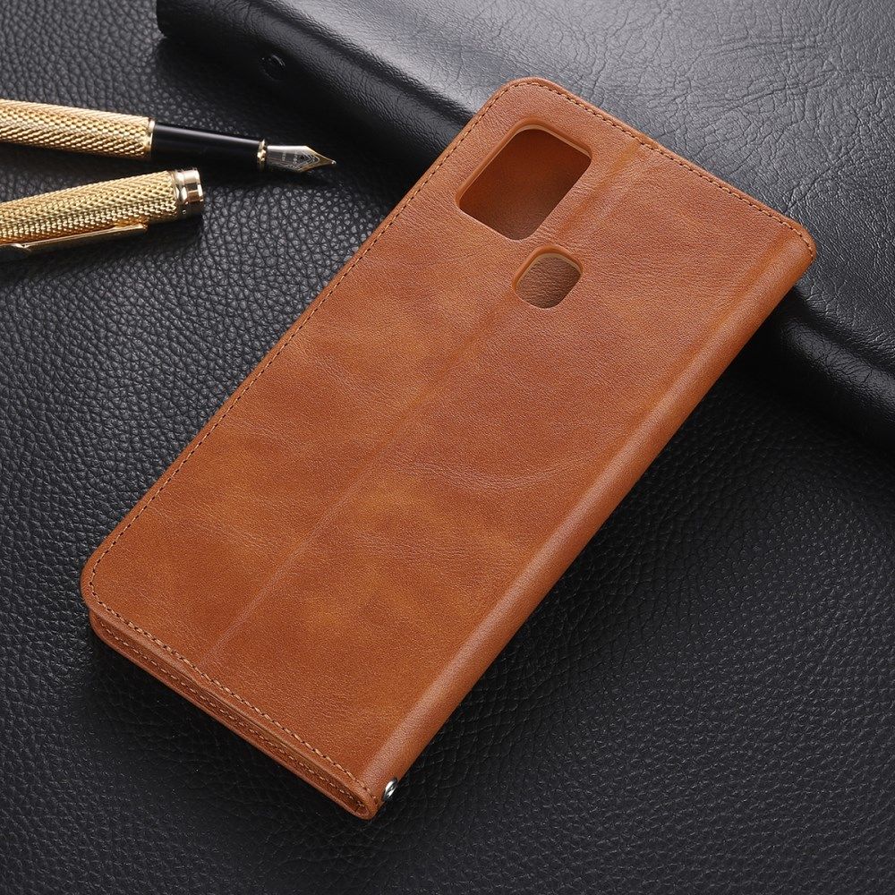 AZNS Samsung Galaxy A21S Hoesje Wallet Book Case Kunstleer Bruin afbeelding 6
