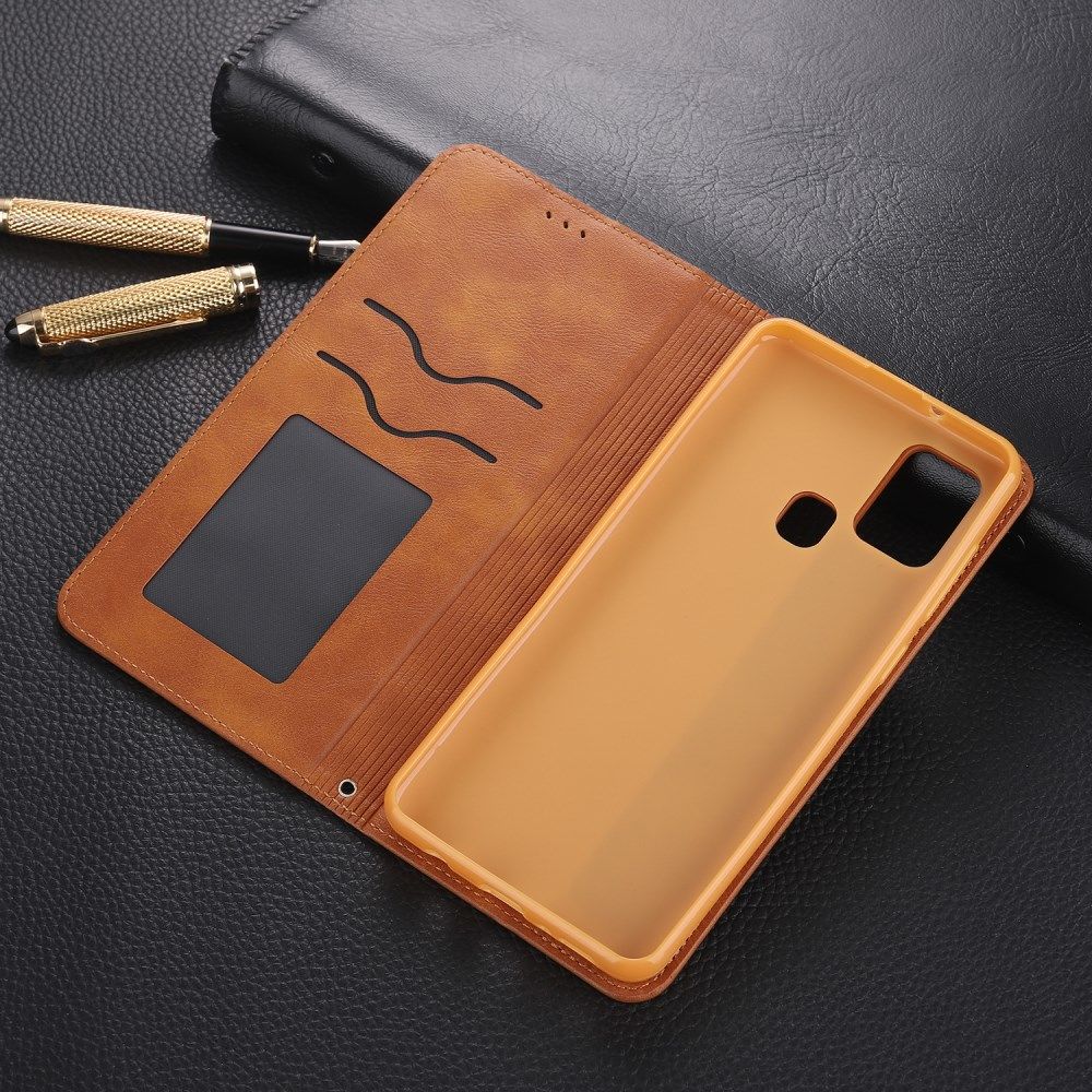 AZNS Samsung Galaxy A21S Hoesje Wallet Book Case Kunstleer Bruin afbeelding 7