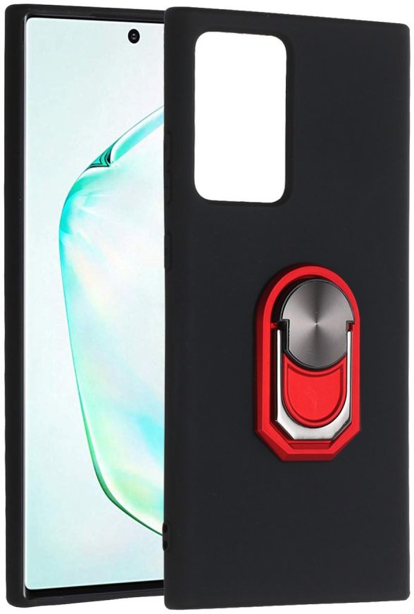 Samsung Galaxy Note 20 Ultra Hoesje met Ring Kickstand Rood afbeelding 1