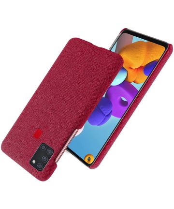Samsung Galaxy A21S Stof Hard Back Cover Rood Hoesjes