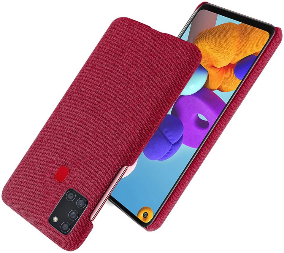 Samsung Galaxy A21S Stof Hard Back Cover Rood afbeelding 1