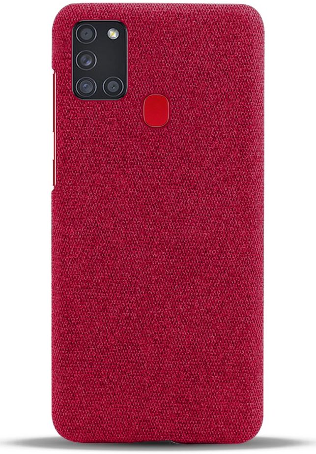 Samsung Galaxy A21S Stof Hard Back Cover Rood afbeelding 2