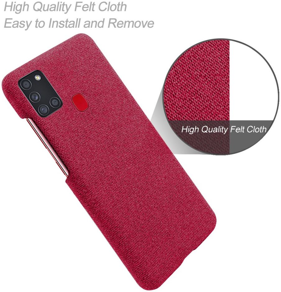 Samsung Galaxy A21S Stof Hard Back Cover Rood afbeelding 3