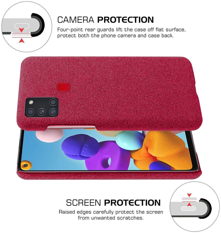 Samsung Galaxy A21S Stof Hard Back Cover Rood afbeelding 4