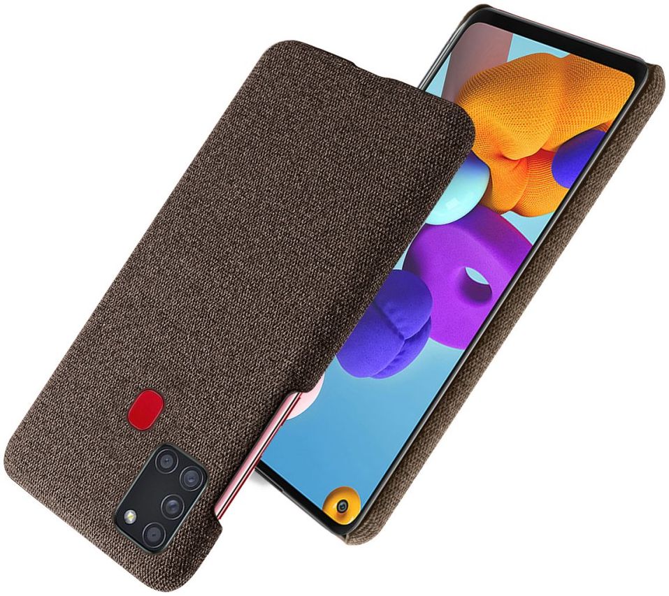 Samsung Galaxy A21S Stof Hard Back Cover Coffee afbeelding 1
