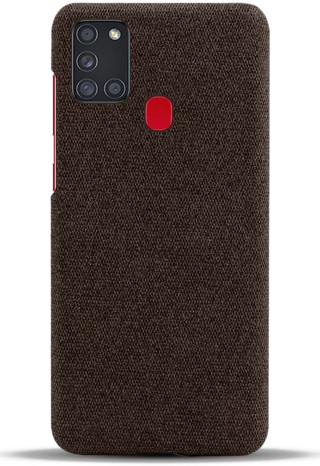 Samsung Galaxy A21S Stof Hard Back Cover Coffee afbeelding 2