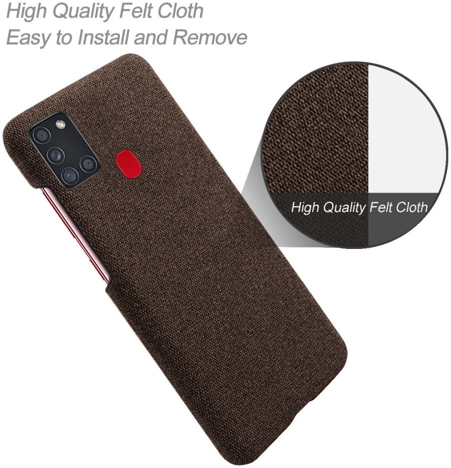 Samsung Galaxy A21S Stof Hard Back Cover Coffee afbeelding 3