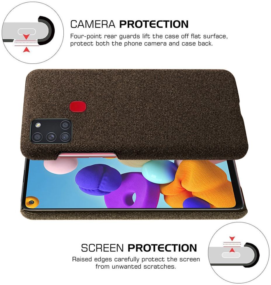 Samsung Galaxy A21S Stof Hard Back Cover Coffee afbeelding 4