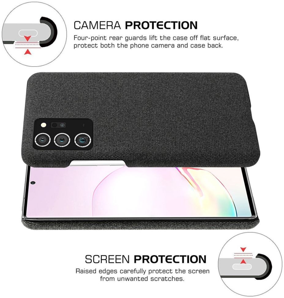 Samsung Galaxy Note 20 Ultra Stoffen Hoesje Zwart afbeelding 5