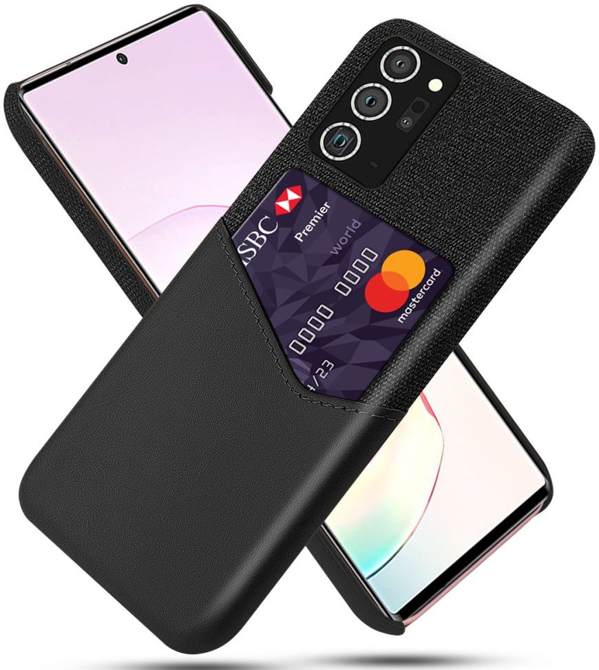 Samsung Galaxy Note 20 Ultra Stoffen Hoesje met Kaartsleuf Zwart afbeelding 1