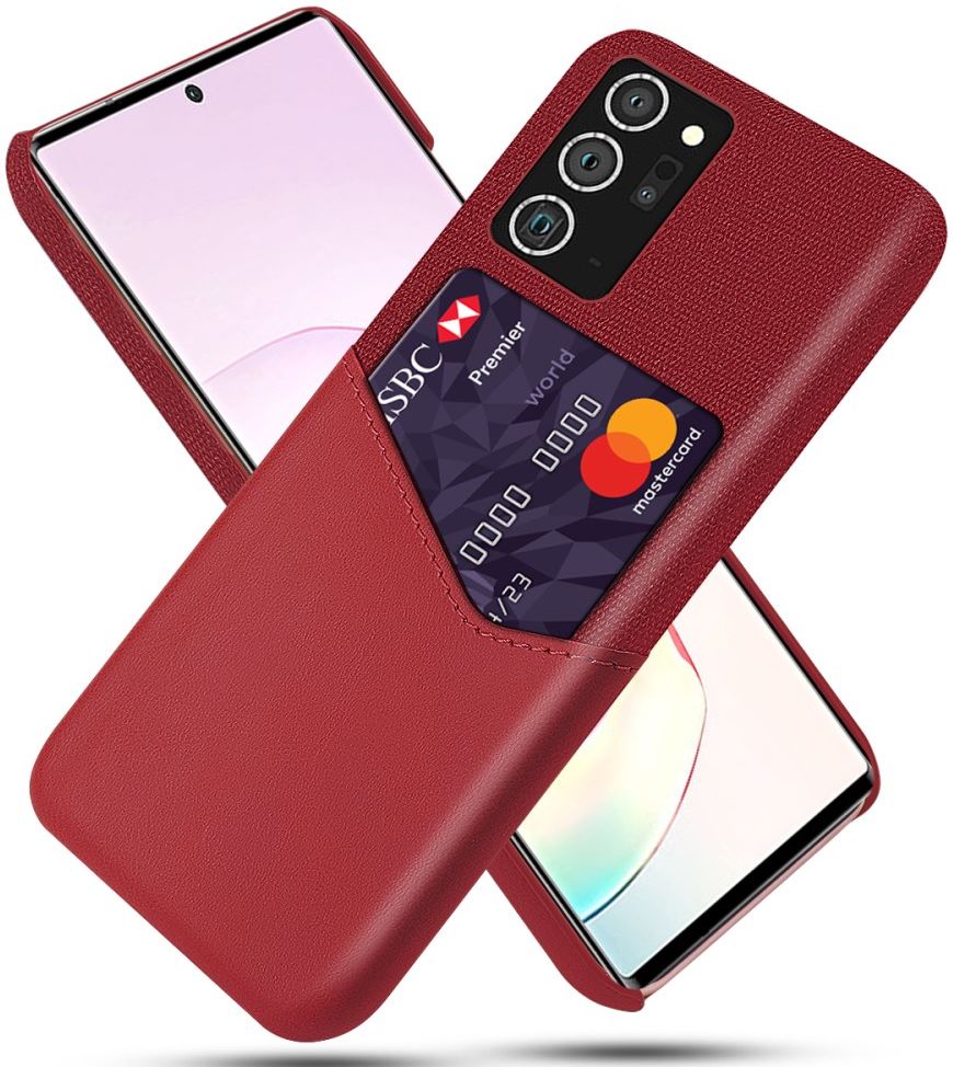 Samsung Galaxy Note 20 Ultra Stoffen Hoesje met Kaartsleuf Rood afbeelding 1
