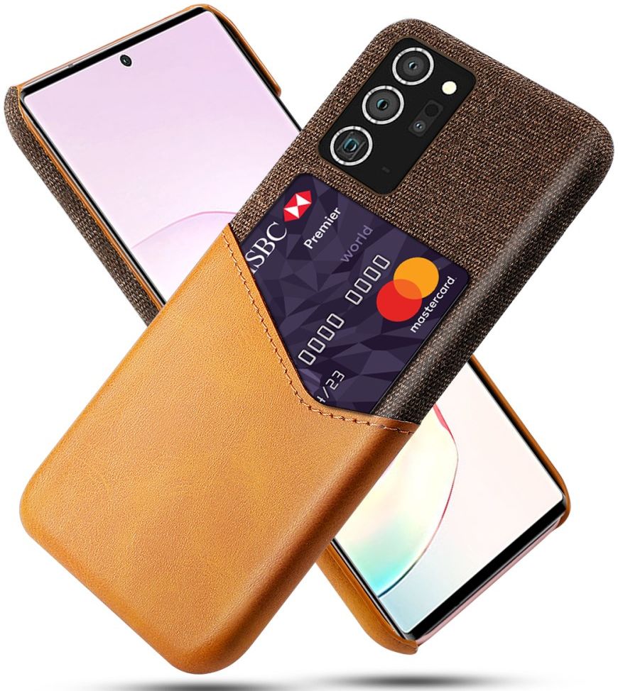 Samsung Galaxy Note 20 Ultra Stoffen Hoesje met Kaartsleuf Bruin afbeelding 1