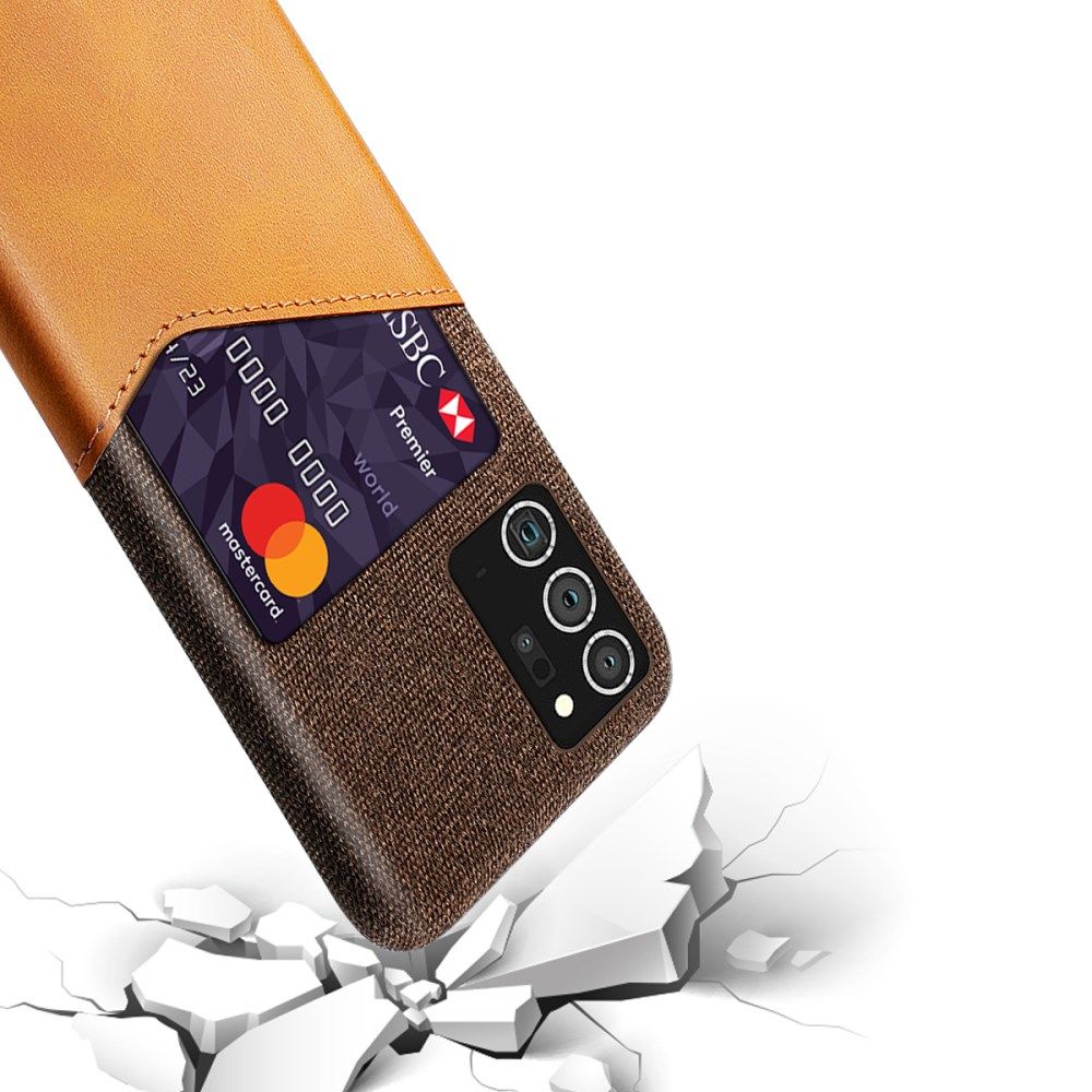 Samsung Galaxy Note 20 Ultra Stoffen Hoesje met Kaartsleuf Bruin afbeelding 3