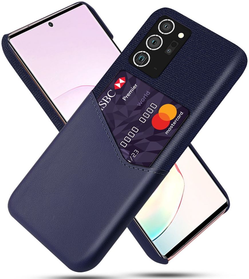 Samsung Galaxy Note 20 Ultra Stoffen Hoesje met Kaartsleuf Blauw afbeelding 1
