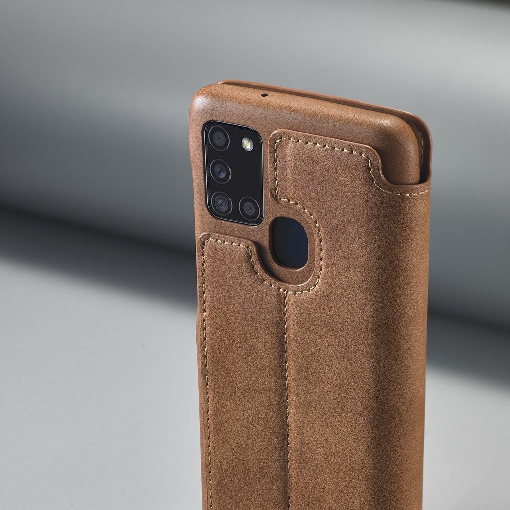 Samsung Galaxy A21S Retro Portemonnee Flip Bookcase Hoesje Bruin afbeelding 2