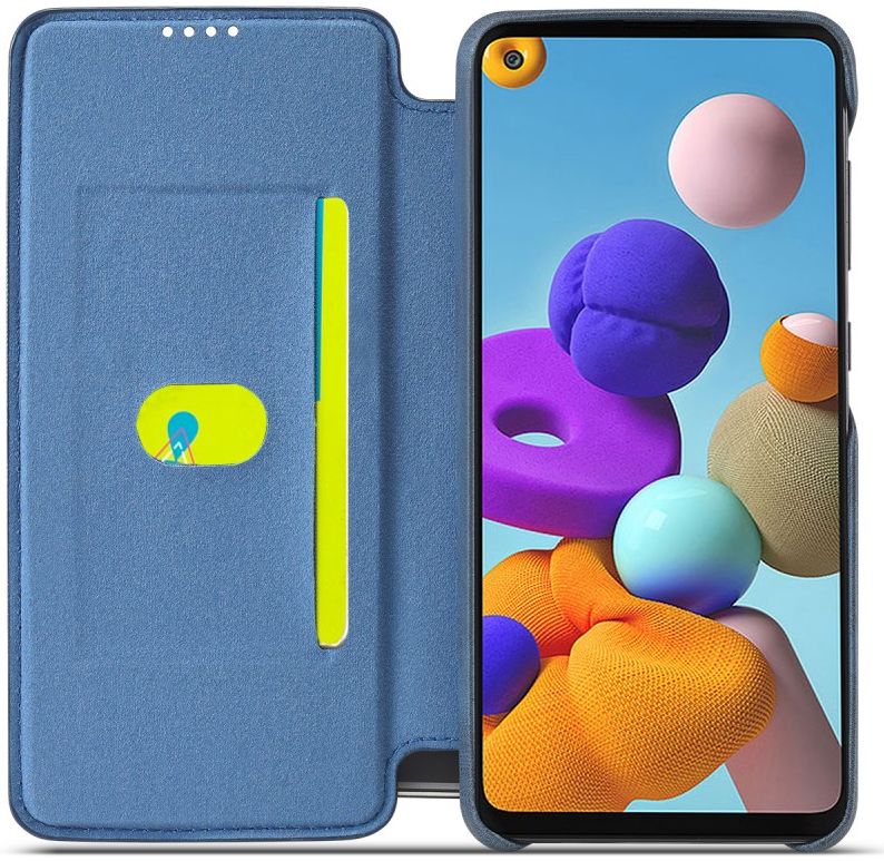 Samsung Galaxy A21S Retro Portemonnee Flip Bookcase Hoesje Blauw afbeelding 1