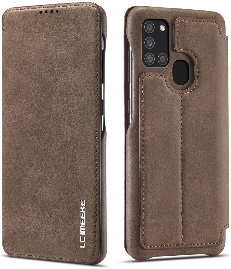 Samsung Galaxy A21S Retro Portemonnee Flip Bookcase Hoesje Coffee afbeelding 1