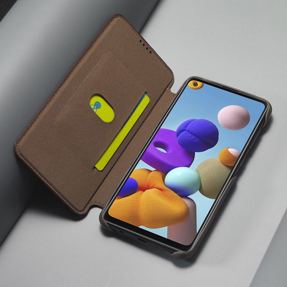 Samsung Galaxy A21S Retro Portemonnee Flip Bookcase Hoesje Coffee afbeelding 4