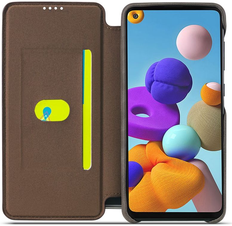 Samsung Galaxy A21S Retro Portemonnee Flip Bookcase Hoesje Coffee afbeelding 8