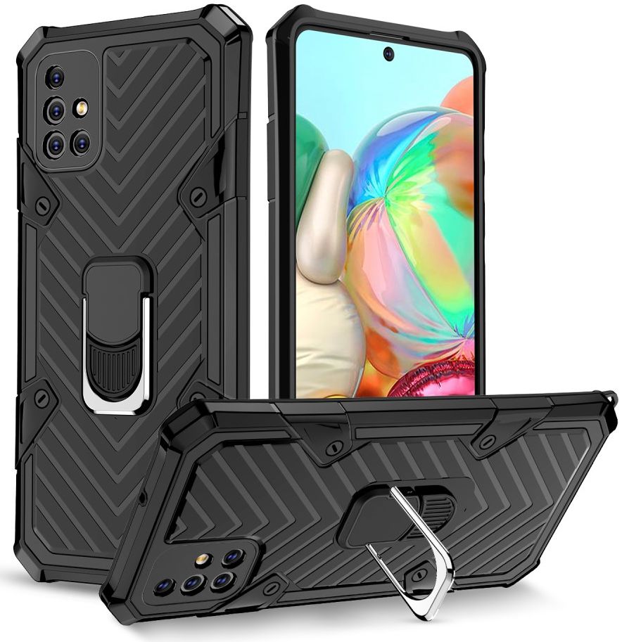 Samsung Galaxy A71 Hoesje met Kickstand Ring Zwart afbeelding 1