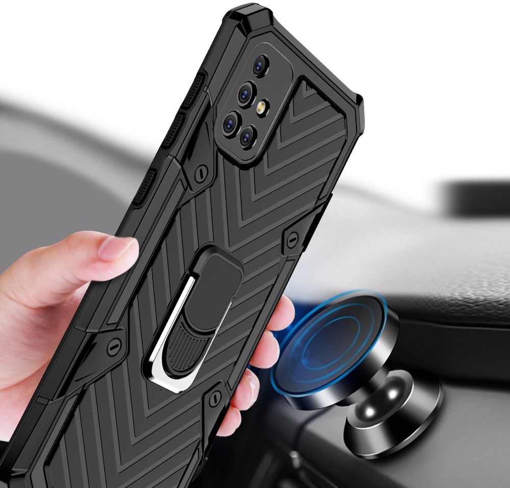 Samsung Galaxy A71 Hoesje met Kickstand Ring Zwart afbeelding 2