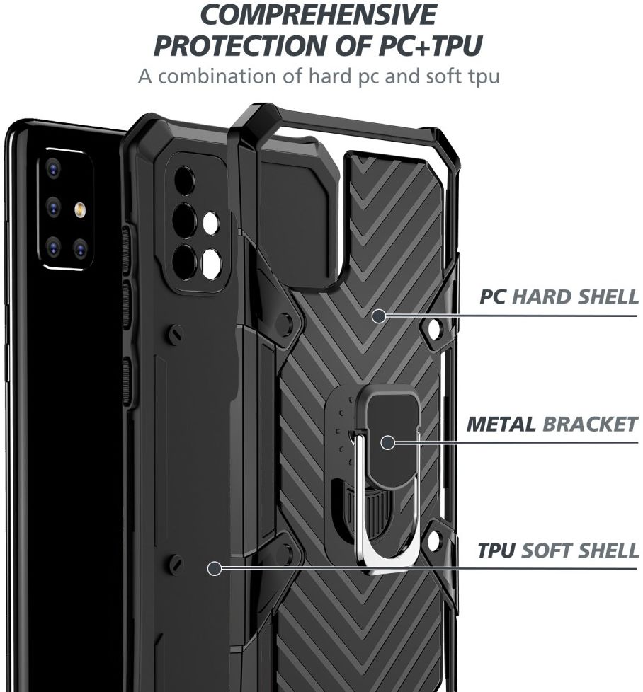 Samsung Galaxy A71 Hoesje met Kickstand Ring Zwart afbeelding 4