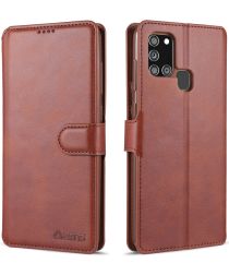 AZNS Samsung Galaxy A21S Portemonnee Stand Hoesje Bruin