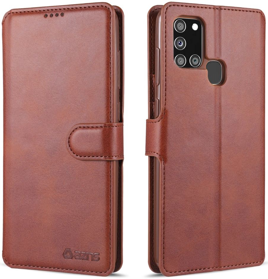 AZNS Samsung Galaxy A21S Portemonnee Stand Hoesje Bruin afbeelding 1