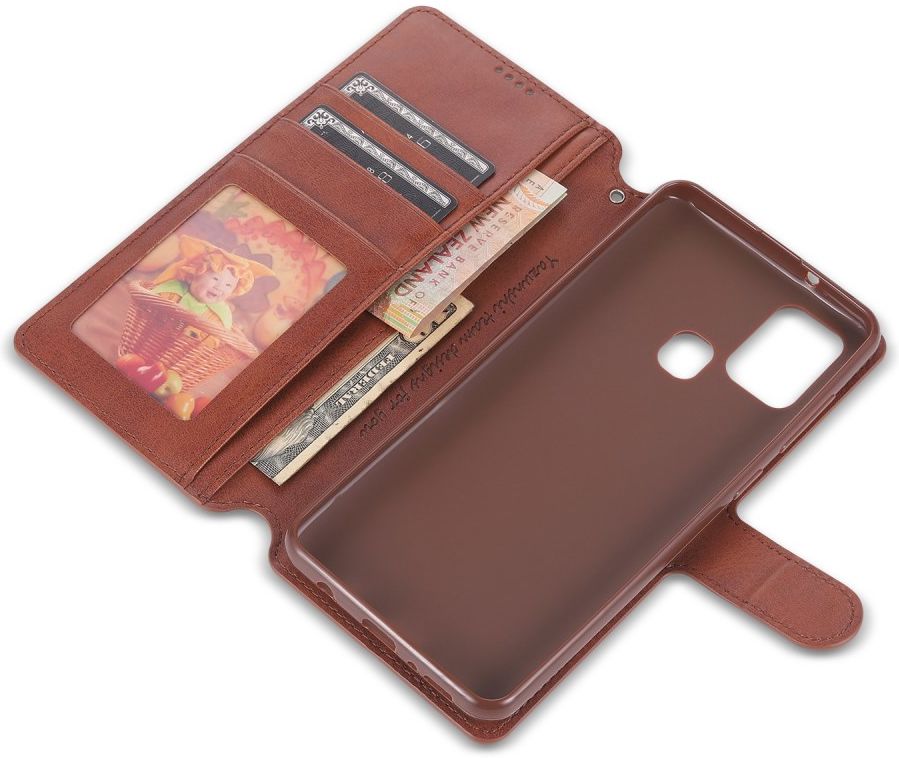 AZNS Samsung Galaxy A21S Portemonnee Stand Hoesje Bruin afbeelding 10