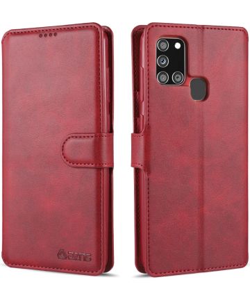 AZNS Samsung Galaxy A21S Portemonnee Stand Hoesje Rood Hoesjes