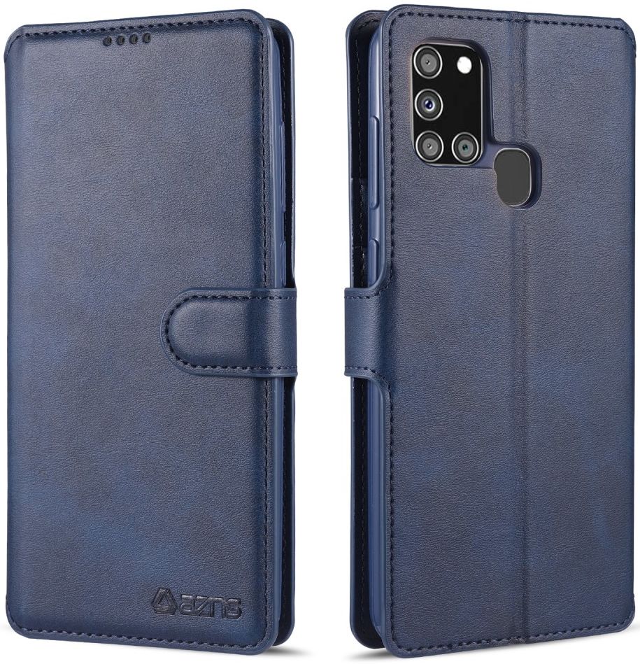 AZNS Samsung Galaxy A21S Portemonnee Stand Hoesje Blauw afbeelding 1