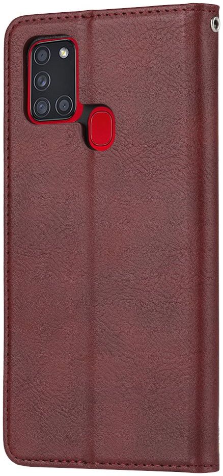 Samsung Galaxy A21S Hoesje Portemonnee Book Case Stand Donkerbruin afbeelding 2