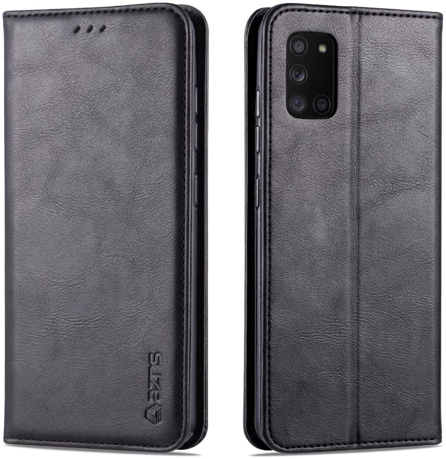 AZNS Retro Samsung Galaxy A41 Portemonnee Stand Hoesje Zwart afbeelding 1