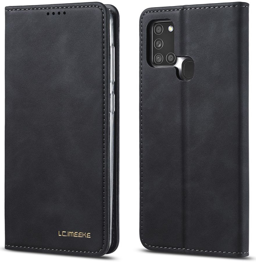 Samsung Galaxy A21s Hoesje Portemonnee Stand Bookcase Kunstleer Zwart afbeelding 1