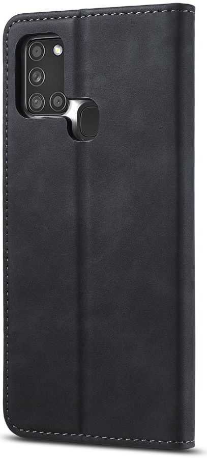 Samsung Galaxy A21s Hoesje Portemonnee Stand Bookcase Kunstleer Zwart afbeelding 3