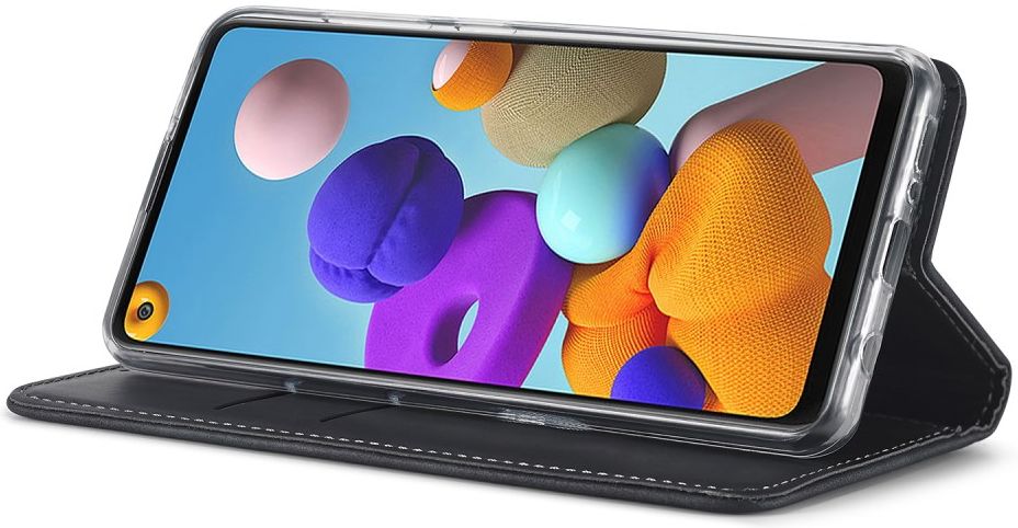 Samsung Galaxy A21s Hoesje Portemonnee Stand Bookcase Kunstleer Zwart afbeelding 5