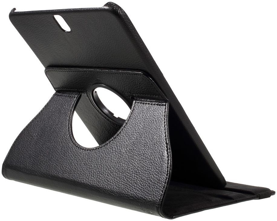 Samsung Galaxy Tab S3 Litchi Skin Hoes met Roterende Stand Zwart afbeelding 10